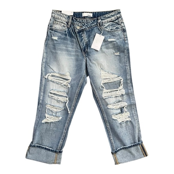 VERVET BY FLYING MONKEY Denim - NWT Vervet Women's Kassie Boyfriend High Rise Straight Distressed Jeans size 29